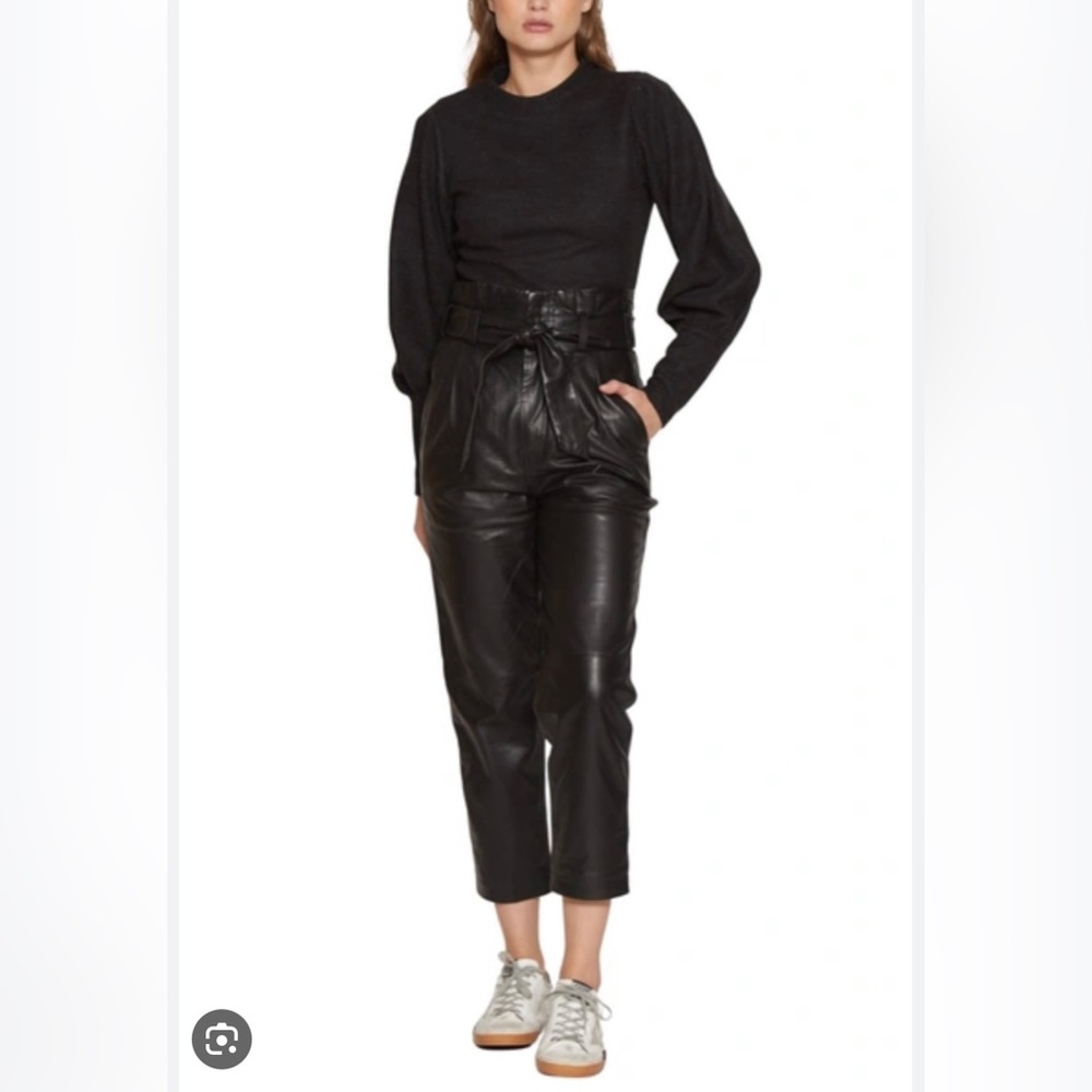 Walter Baker Maggie cropped black leather pants size 4